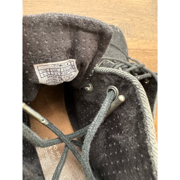 TOMS Desert Wedge Heel Lace Up Dressy Ankle Booties Black Women's Size 5.5 - Picture 5 of 6